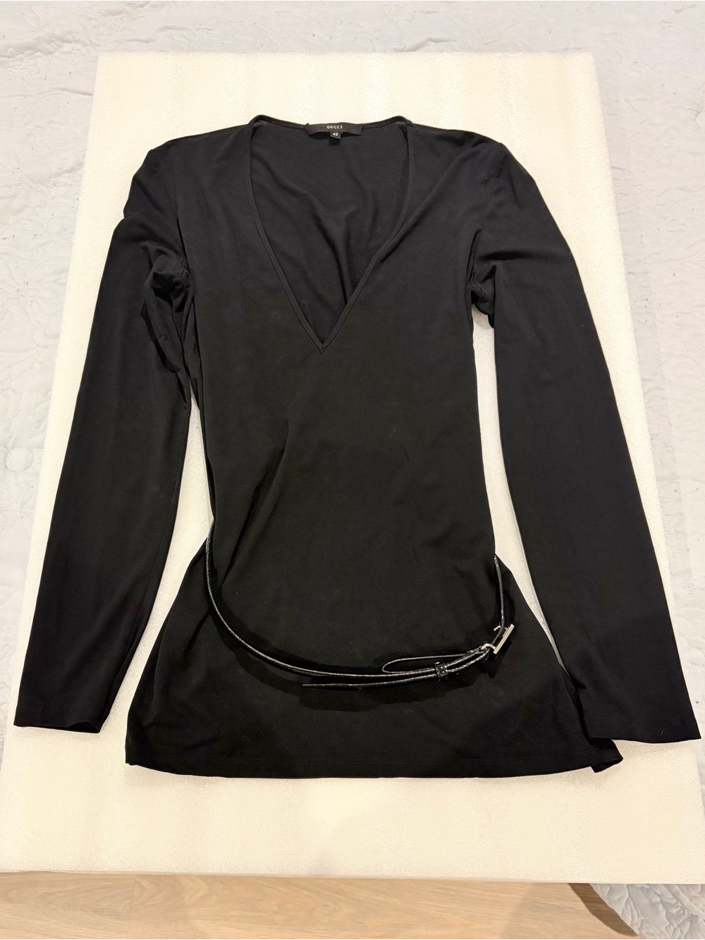 Gucci Black Long-Sleeve V-Neck Top